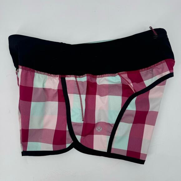 Lululemon Multicolor Run Speed Short 2-Way Stretch Womens Size 6 Check Pattern - Picture 11 of 12